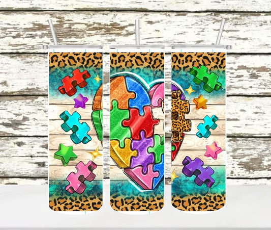 Autism Puzzle Heart Tumbler