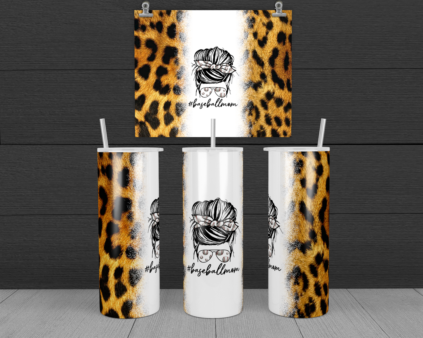 Cheetah Baseball Mom Tumbler