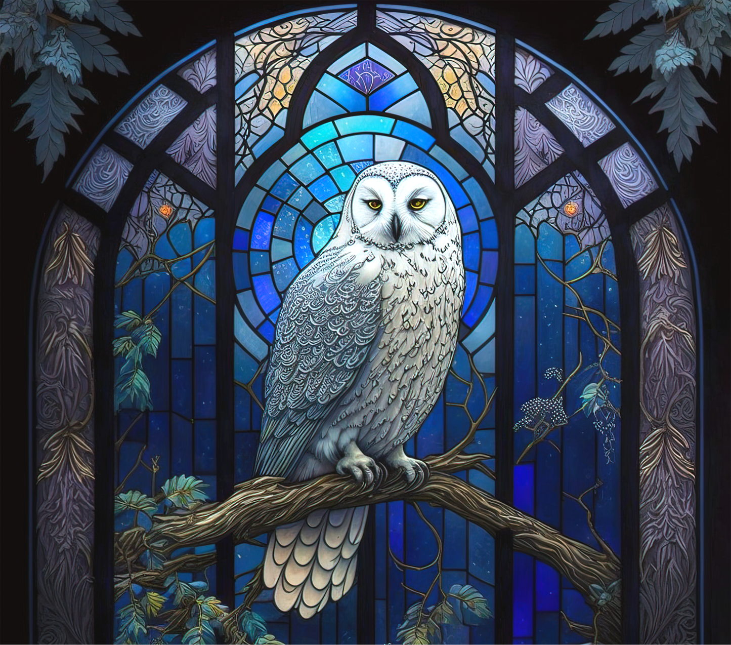 Stained Glass Blue Owl Tumbler