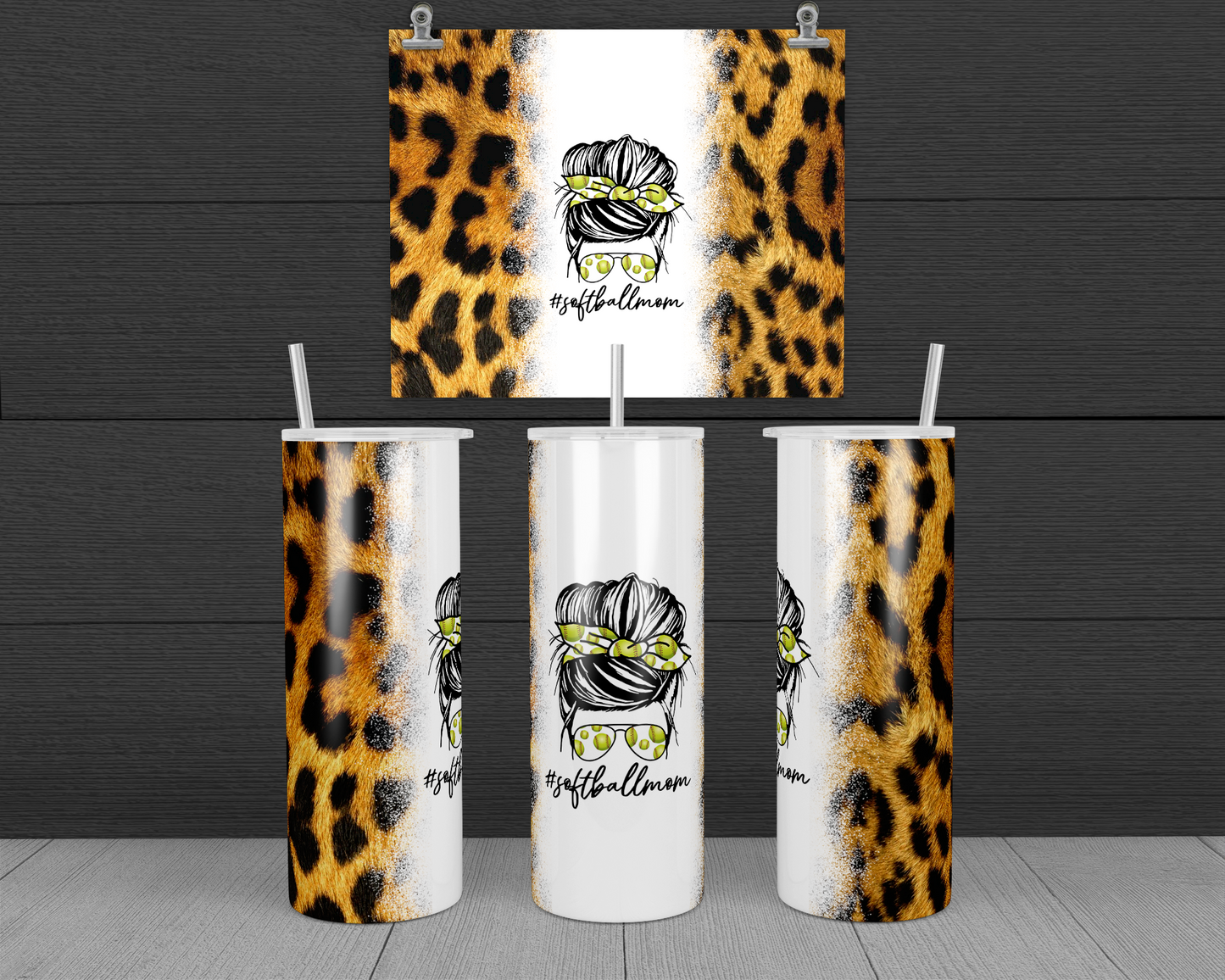 Cheetah Softball Mom Tumbler