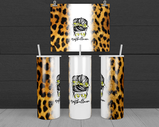 Cheetah Softball Mom Tumbler