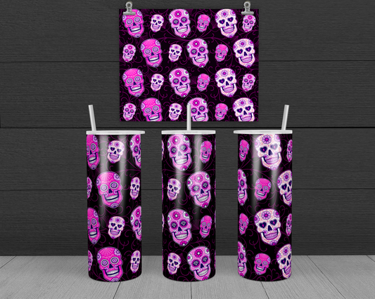 Sugar Skull Black Pink Tumbler