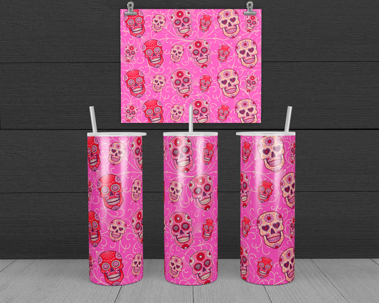 Sugar Skulls Pink Tumbler