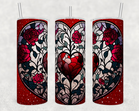 Stained Glass Red Heart Tumbler