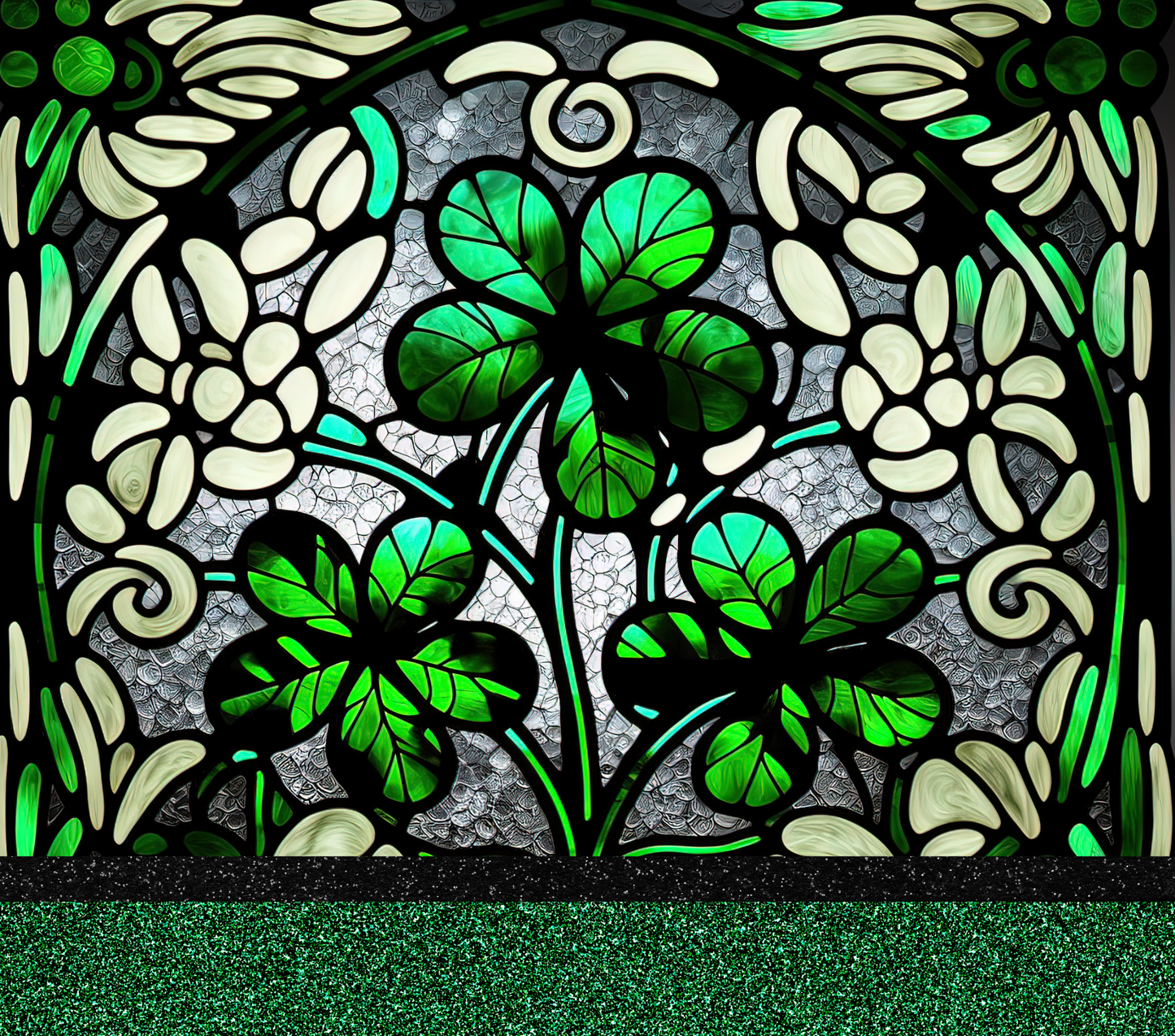 Stained Glass Green Shamrock Tumbler