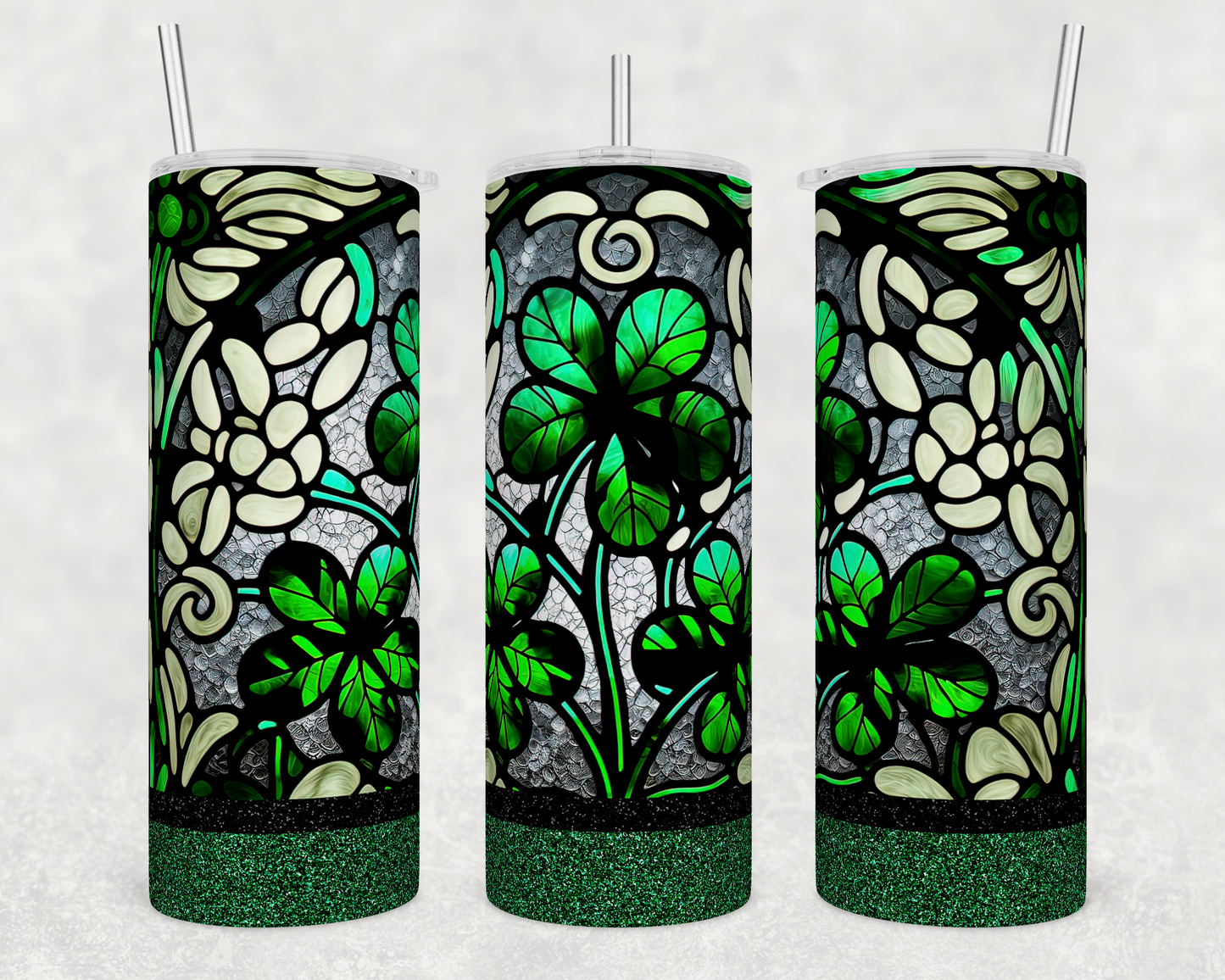 Stained Glass Green Shamrock Tumbler