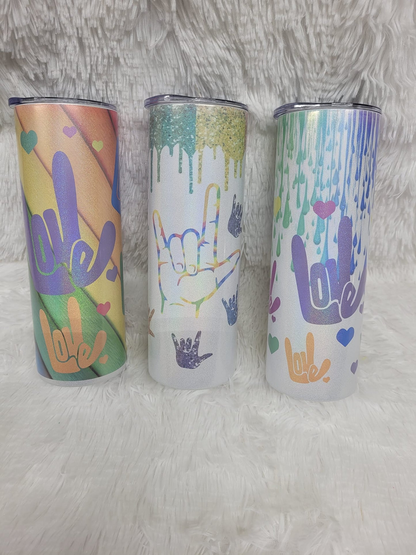 ILY Rainbow Love Glitter Tumbler